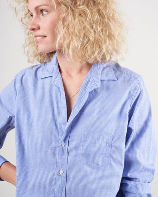 eileen woven button up - mini blue check chambray