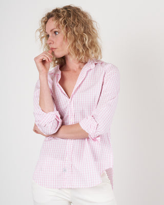 frank woven button up - pink grid