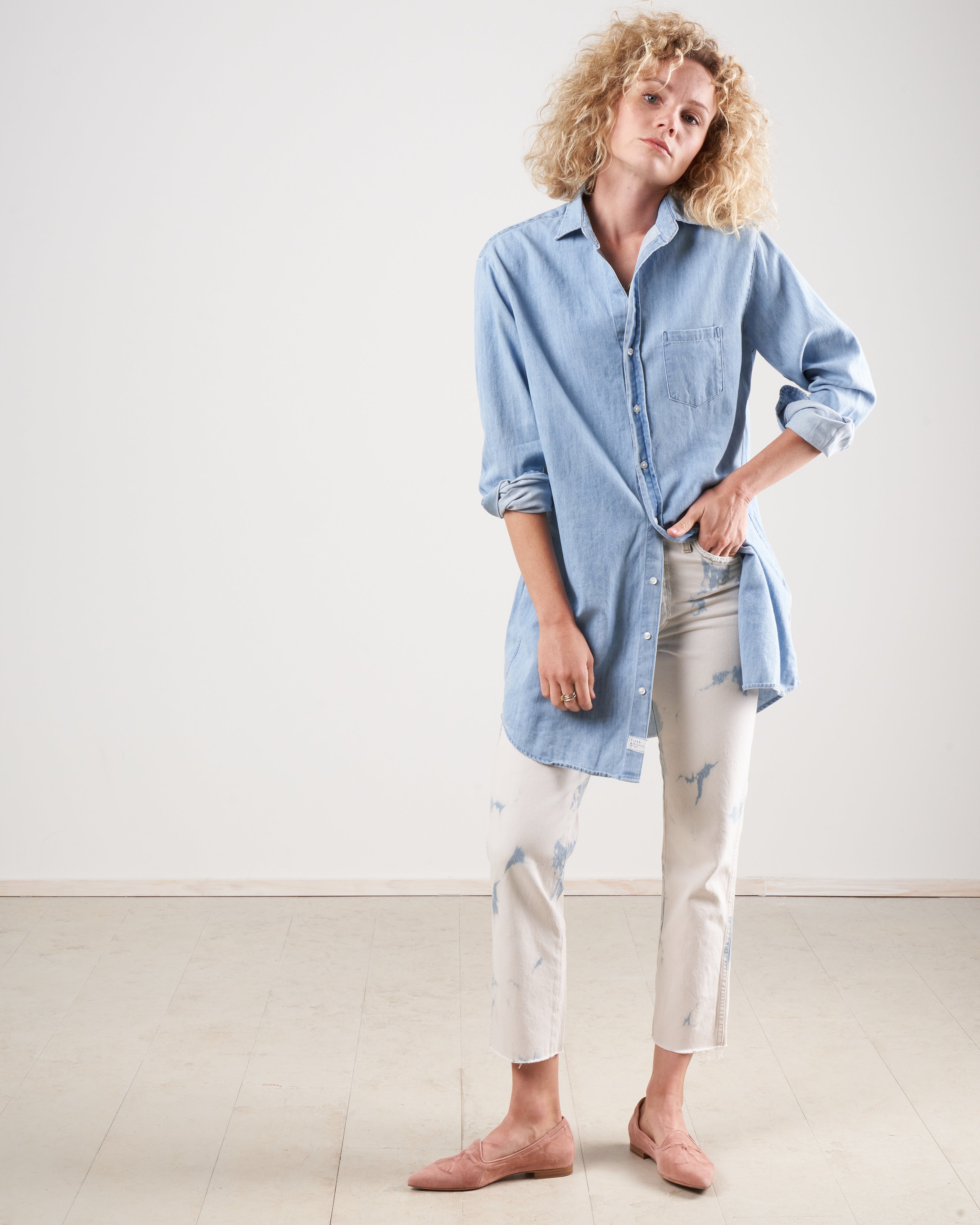 Frank And Eileen Mary Woven Button Up Dress Classic Blue Wash