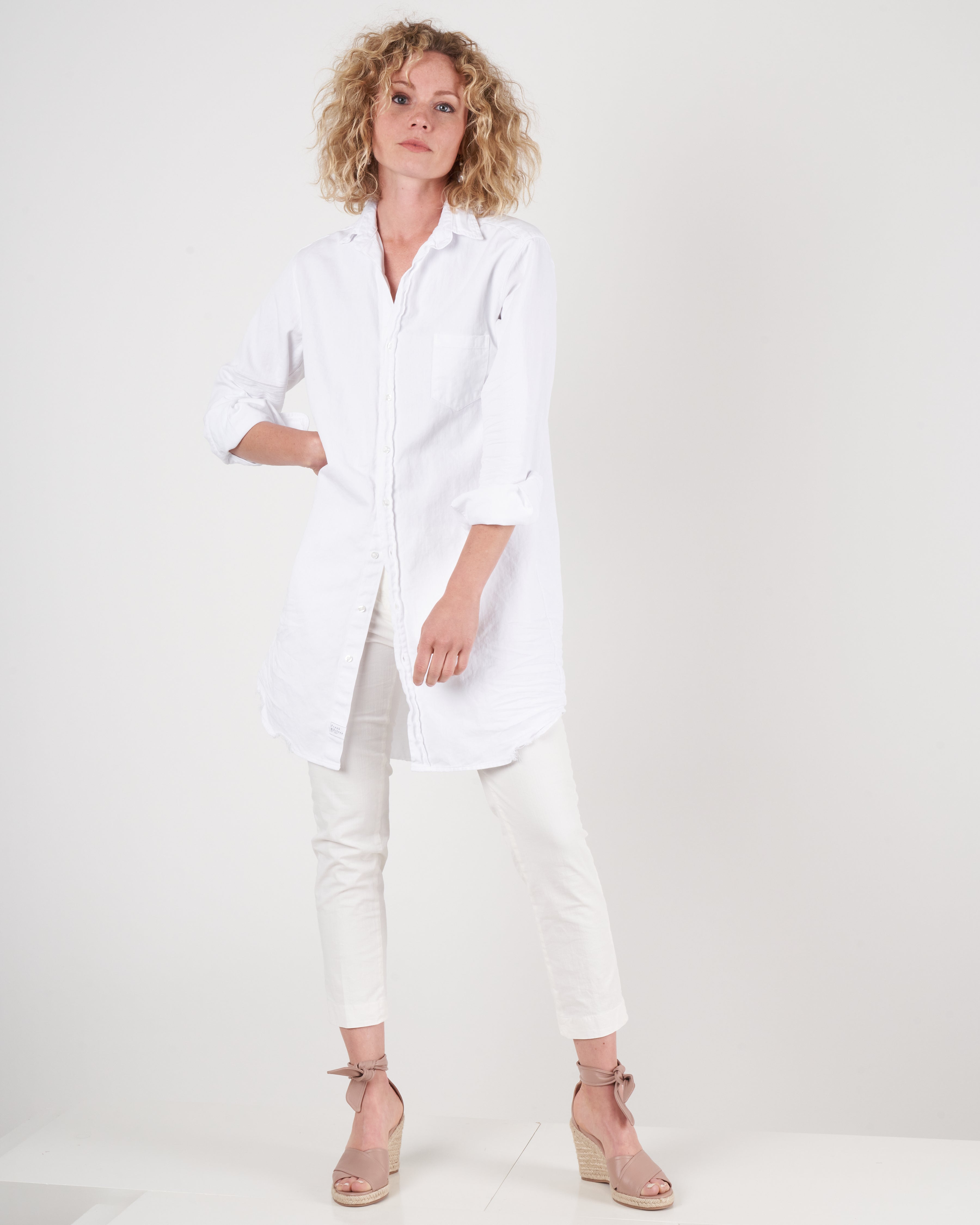Frank And Eileen Mary Woven Button Up Dress Wcd White Tattered Denim
