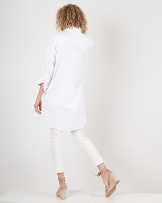mary woven button up dress - white tattered denim