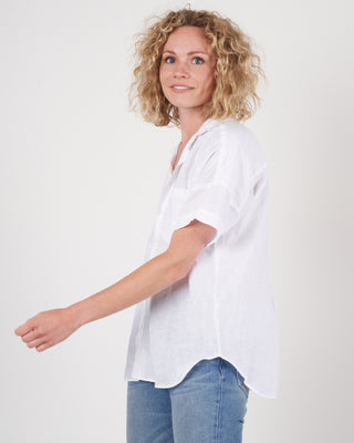 rose woven button up shirt - white linen