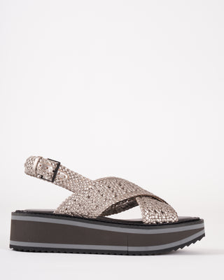 fritz wedge - silver woven leather