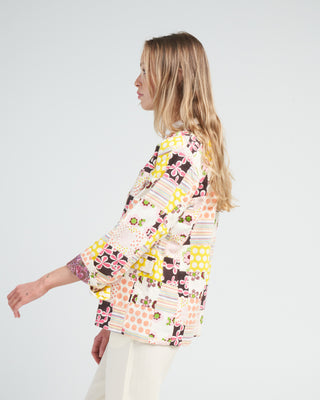 georgette preppy patch blazer - yellow canary
