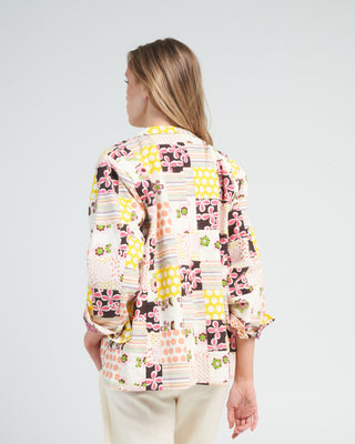 georgette preppy patch blazer - yellow canary