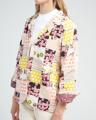 georgette preppy patch blazer - yellow canary