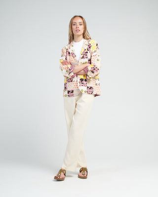 georgette preppy patch blazer - yellow canary