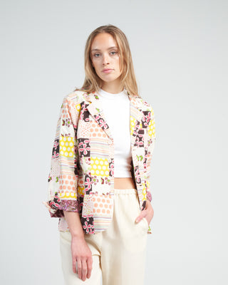 georgette preppy patch blazer - yellow canary