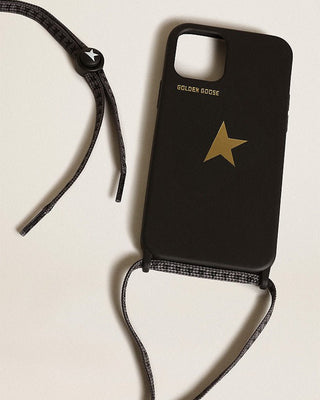 star lace-trimmed iphone 12/12 pro max case - black/gold
