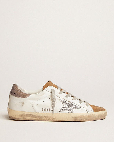 Golden Goose Super-Star Suede Star Glitter Heel White/Tobacco