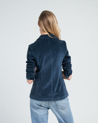 giacca slim long velour jacket - pavone