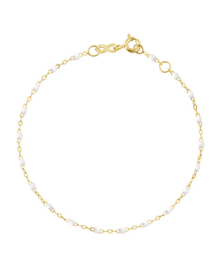 white bead bracelet  - yellow gold