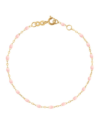 baby pink bead bracelet - yellow gold
