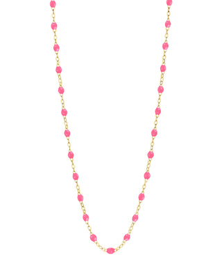 pink bead necklace - yellow gold