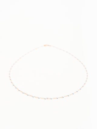 blue bead necklace - rose gold