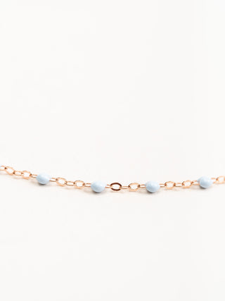 blue bead necklace - rose gold