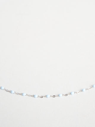 baby blue bead necklace - white gold
