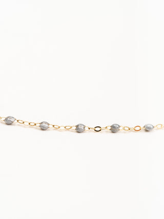 silver bead necklace - yellow gold