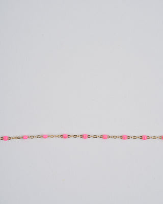 pink bead necklace - yellow gold