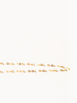 white bead necklace - yellow gold