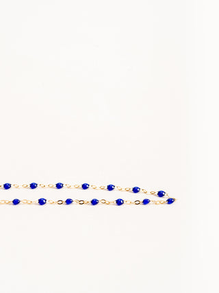 lapis bead necklace - yellow gold