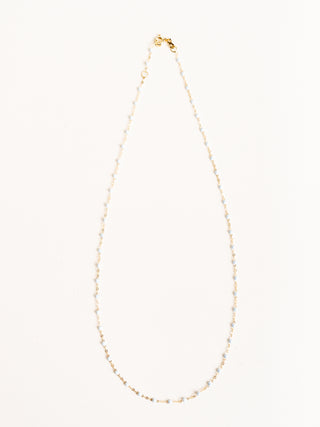 baby blue bead necklace - yellow gold