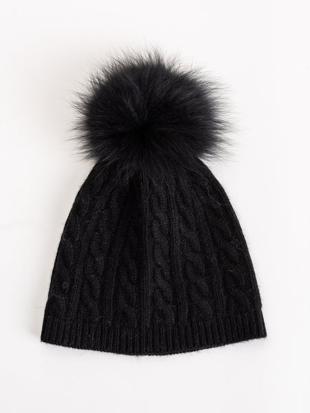 Glamour Puss hat Glamourpuss NYC Embellished Metallic Knit & Fox Fur Pom-Pom  main image 3