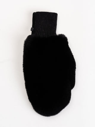 signature knitted rex mitten - jet black