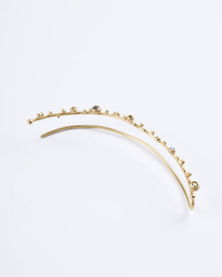 gold and mulit colored diamonds ear climber - diamonds and gold