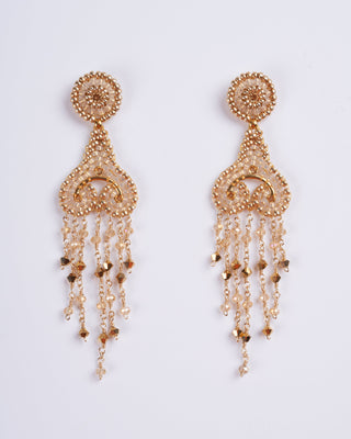 gold post with beaded drop dangles