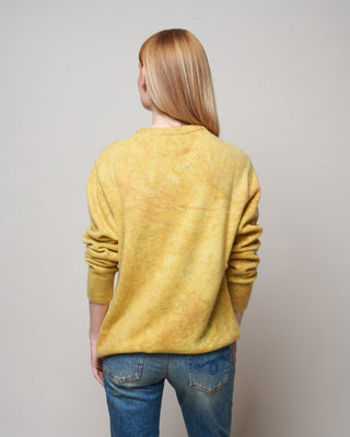 gold rush marble dye crew sweater - gold/pink/grey