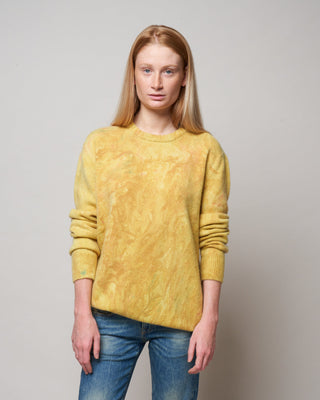 gold rush marble dye crew sweater - gold/pink/grey