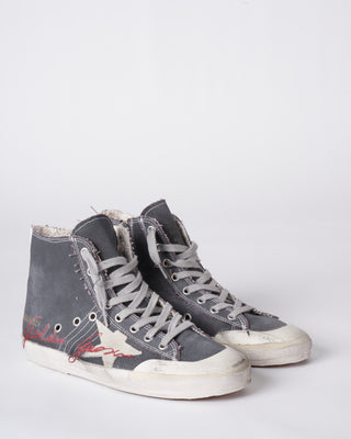 francy penstar canvas upper suede star star band list golden goose signature - charcoal grey/ice/red 60329