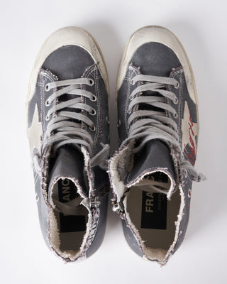 francy penstar canvas upper suede star star band list golden goose signature - charcoal grey/ice/red 60329
