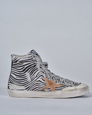 francy penstar horsy zebra upper suede star leather heel