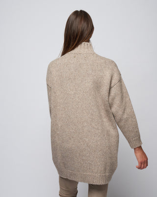 journey knit high neck mini dress - melange beige