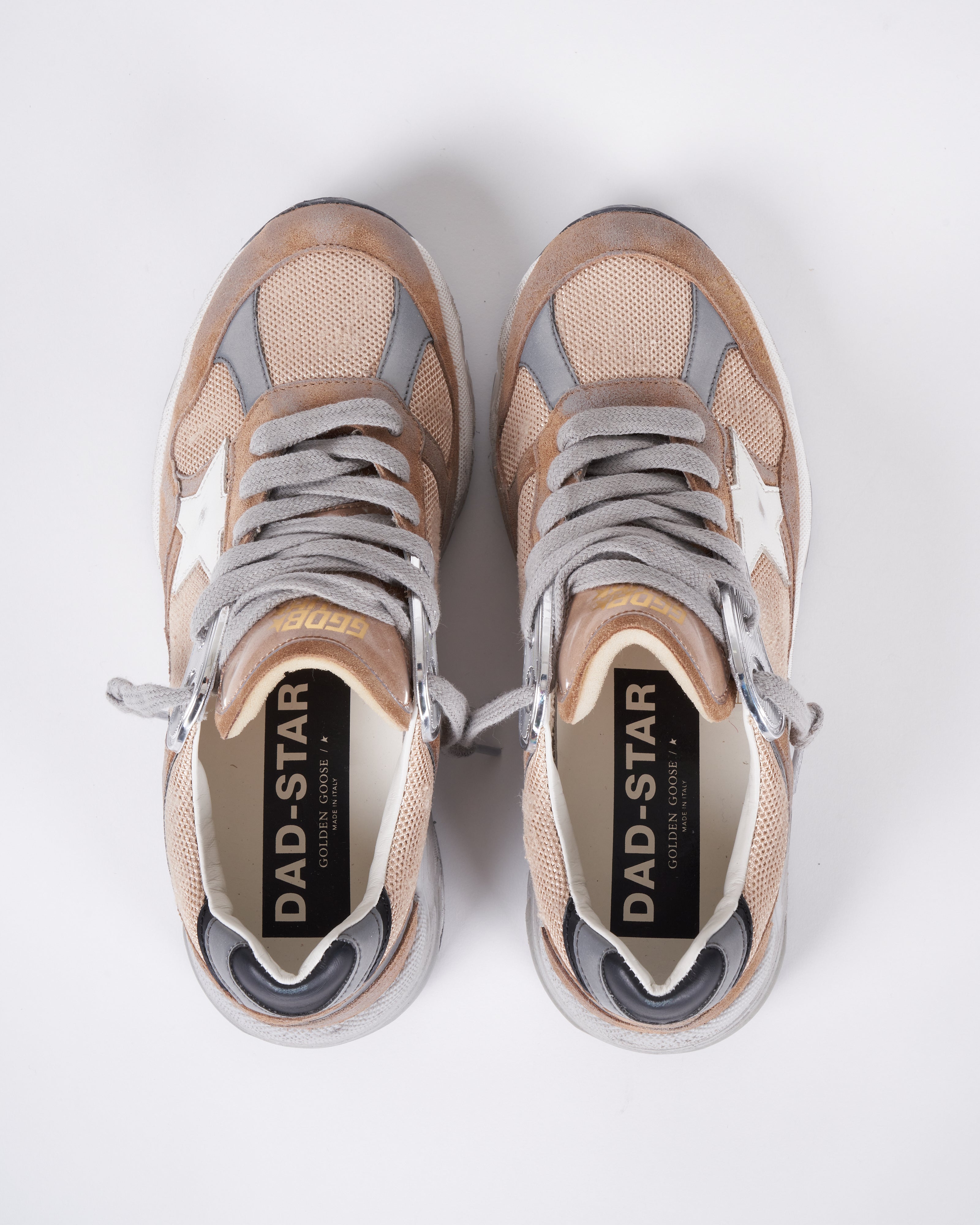 Golden Goose Running Dad Net And Suede Upper Leather Star Suede Spur Pink/White  80454