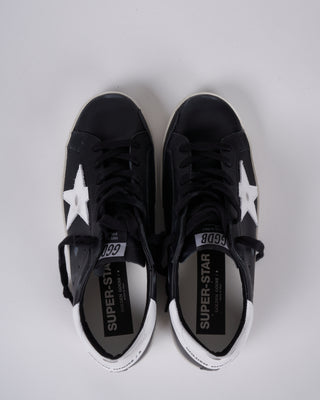 super-star leather upper shiny leather star and heel - black/white 80203