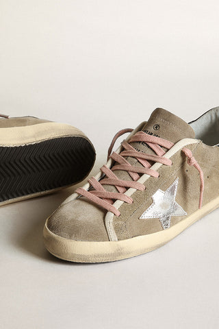 super-star suede, laminated star - taupe/silver/dark blue