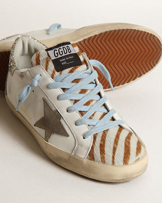 super-star suede star and spur glitter heel - white/white brown/taupe/platinum