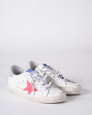 super-star with spur leather upper suede star and spur laminated phyton print leather heel - white/lobster fluo/ice/silver 10887