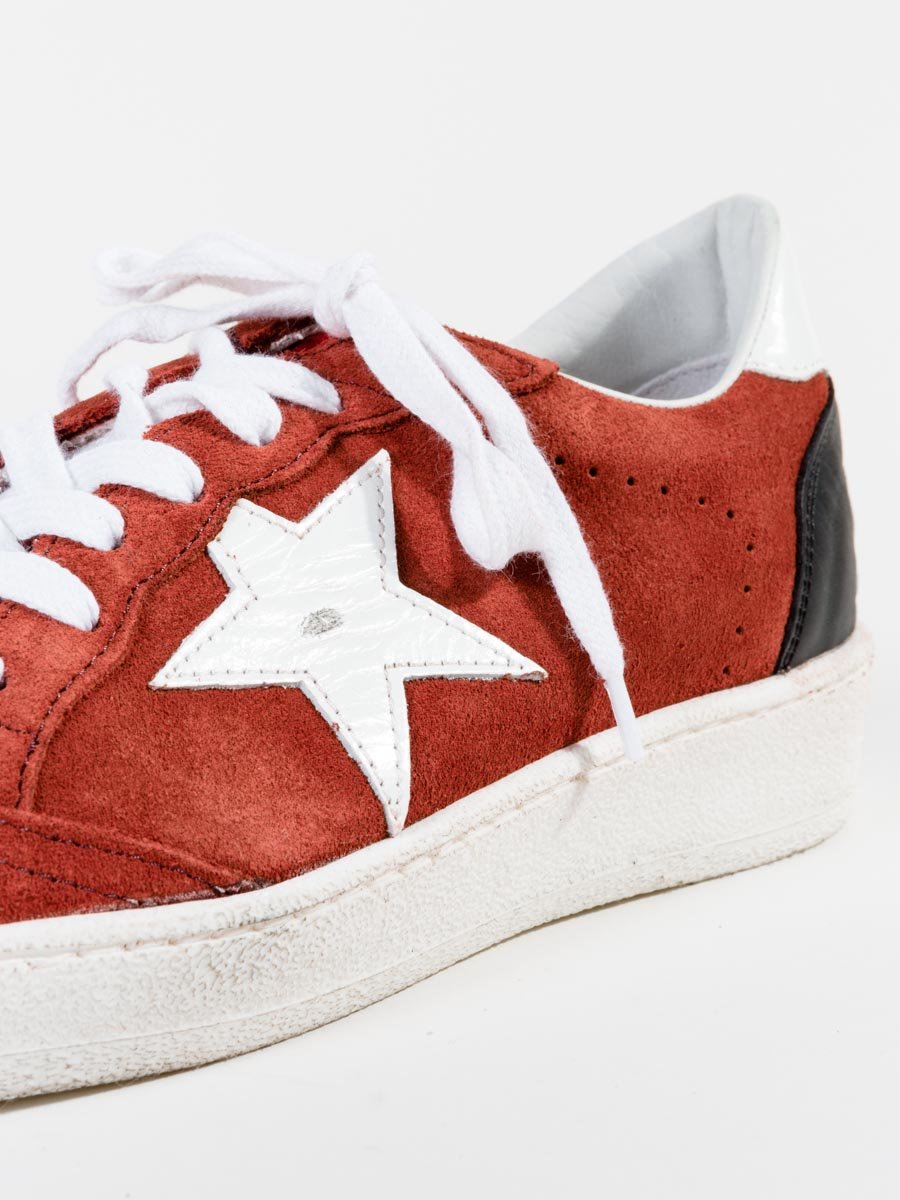 Golden Goose Ball Star Sneaker in Red and White Suede