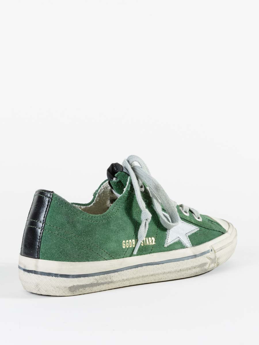 Golden Goose Deluxe Brand V Star Snkear Green Silver Star