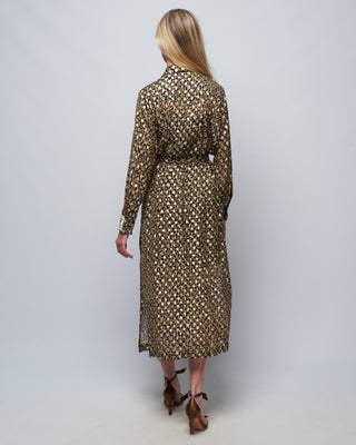golden chemisier dress leopard print - tannin/black/gold