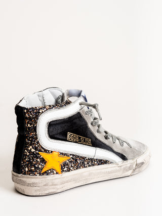 slide sneaker - black gold glitter