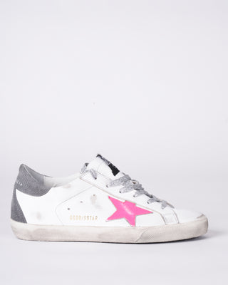 super-star leather upper and star python suede print heel