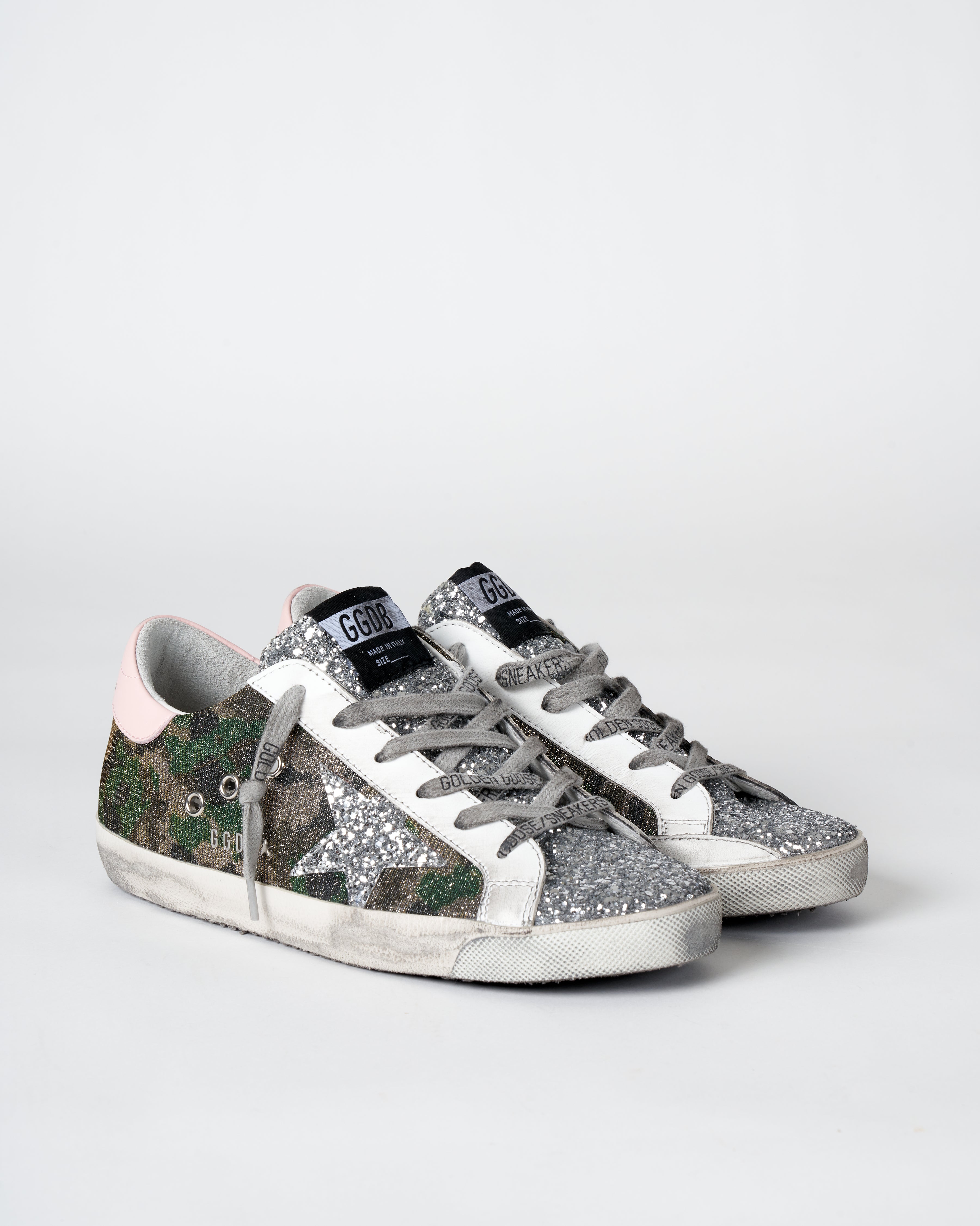 Golden Goose Superstar Lurex Camouflage Glitter Upper Silver Toe