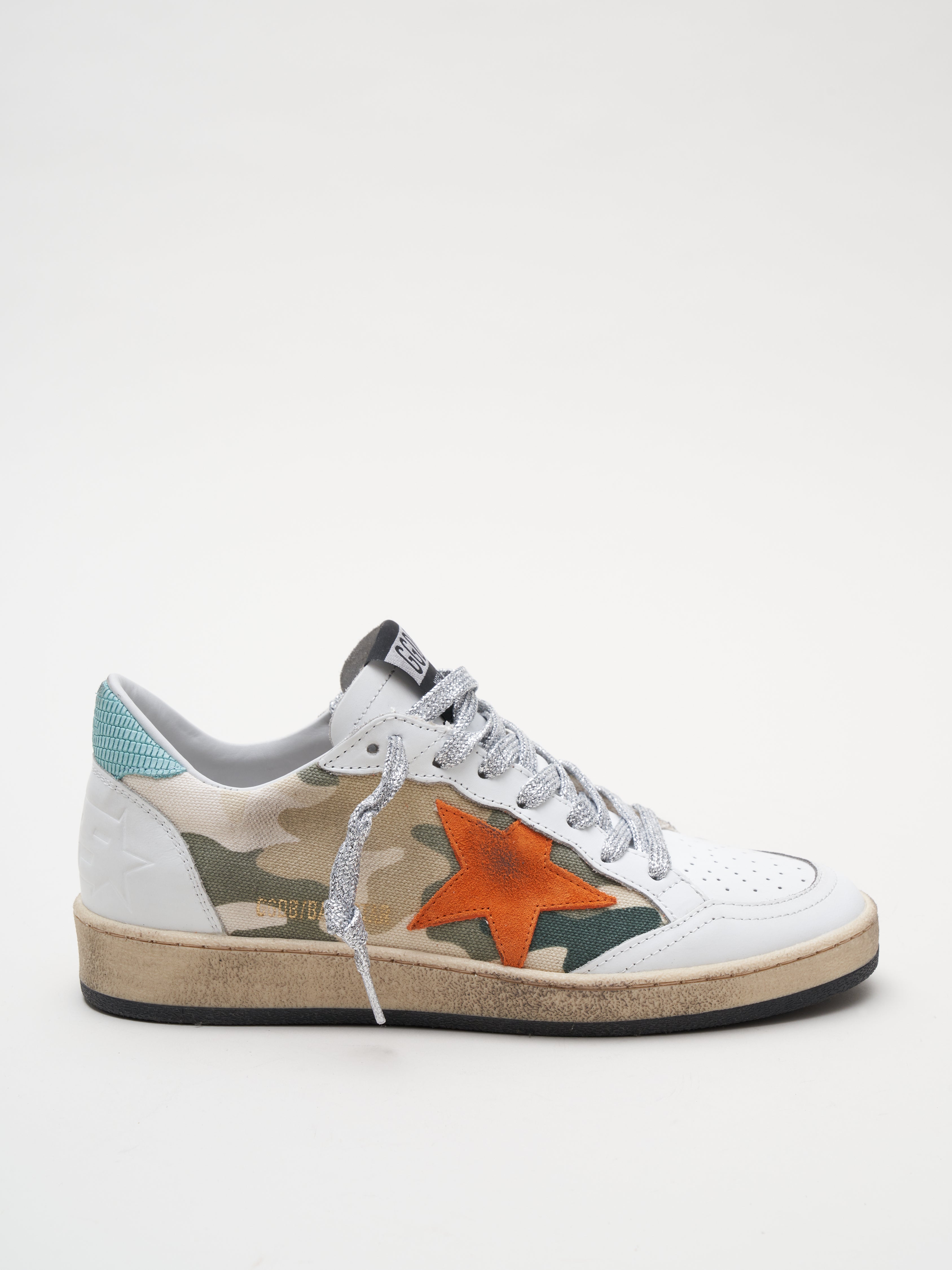 Golden Goose Sneakers Ball Star Camou Canvas-Orange Star-Silver