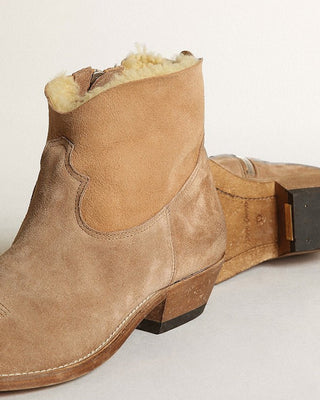 young suede upper shearling lining - tobacco/cream