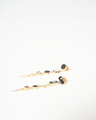 five charm with victorian drop earring - black